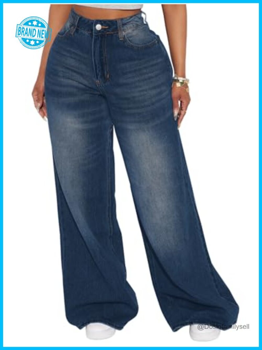 High Waisted Wide Leg Baggy Jeans Loose Fit Stretchy Denim Pants
